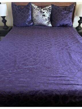 Z Gallerie Queen Duvet Cover Purple Velvet + 3 Euro Shams 26x26